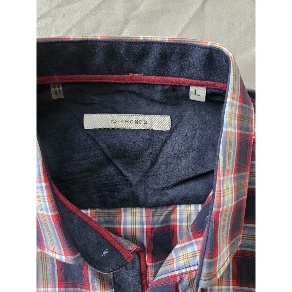 7‎ Diamonds Long Sleeve Shirt Mens Large Plaid Play By Play Performance - Picture 4 of 6